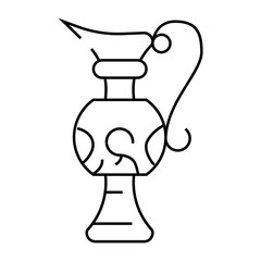 ancient arabic jug for beverage line icon vector. ancient arabic jug for beverage sign. isolated contour symbol black illustration