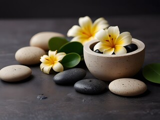 spa stones and flower
