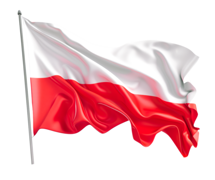 Poland flag waving glorious on a flagpole