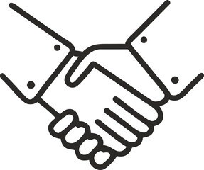 Business handshake icon, partnership symbol, monochrome outline for agreements