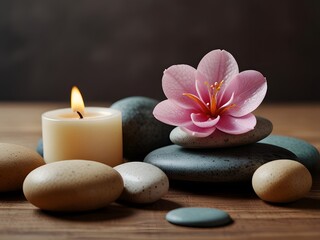 zen stones and orchid