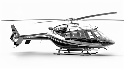 A sleek, elegant helicopter icon on a pristine white background