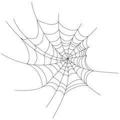 Hand drawn spider web icon set isolated on white. Black halloween cobweb vector illustration