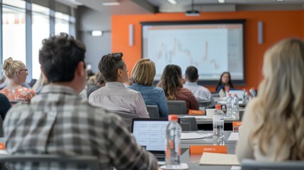 Obraz premium Engaging Workshops: Employees Learning and Developing Skills in Small-Scale Training Sessions