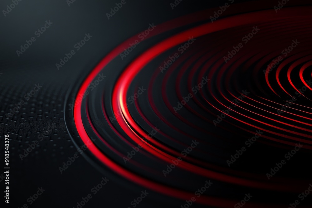 Poster Red glowing lines gently encircle a dark surface, creating an intriguing and modern visual effect that adds depth and atmosphere