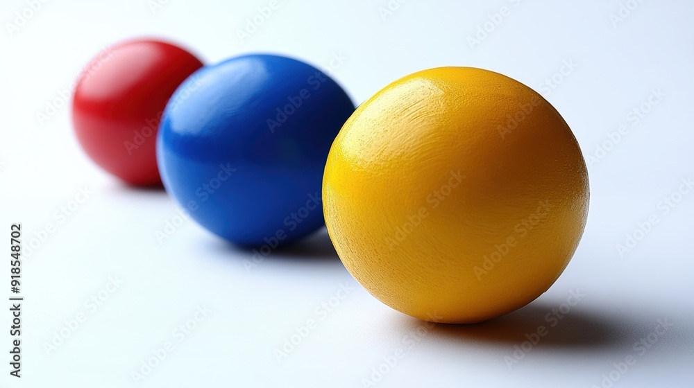 Sticker Colorful Spheres in Red, Blue, and Yellow Arrangement