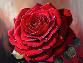 Naklejka premium red rose with drops