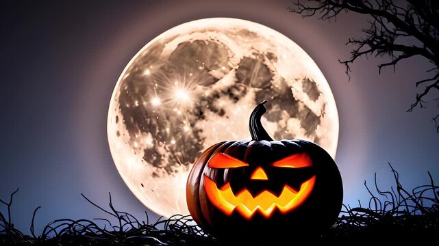Halloween K&uuml;rbis und Vollmond