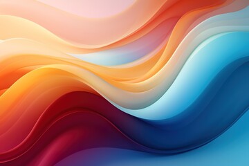 Abstract colorful wavy background with a gradient of red, orange, blue.