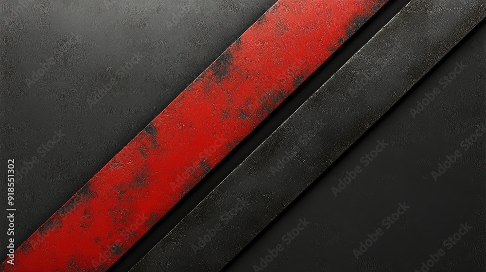 Sticker Abstract Textures: Red and Black Metal Strips