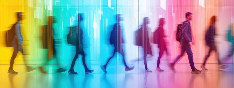 Diverse People of all colors, walking together, inclusive business mindset values dignity and respect for all individuals