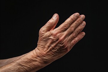Male hands clapping on black background