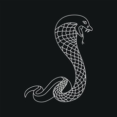 Snake line - symbol Chinese oriental New Year 2025 symbol. Vector stock hand drawing illustration for design template tattoo or congratulations greeting card, banner, calendar. Editable stroke.