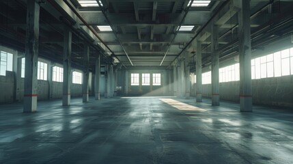 Obraz premium Interior of empty warehouse. Large modern empty storehouse