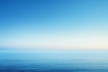 A tranquil gradient background blends shades of blue, transitioning from deep ocean tones to lighter hues, evoking calmness and serenity during early morning hours