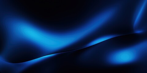 Black dark azure cobalt sapphire blue abstract background. Color gradient. Geometric shape. Wave, wavy curved line. Rough grunge grain noise. Light neon metallic shine shimmer bright