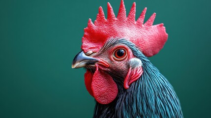 Vibrant Rooster Portrait with Colorful Feathers