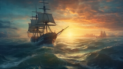 Obraz premium Traveling the world. Surreal mystical fantasy artwork. impossible art