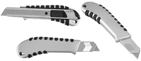 Segmented assembly knife, 18 mm, insulated on white background