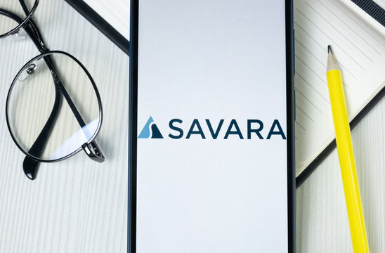 New York, USA - 1 August 2024: Savara Pharmaceuticals Logo on Phone Screen, Company Icon on Display