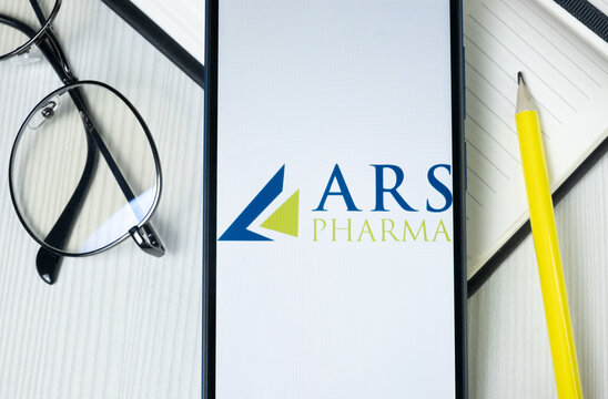 New York, USA - 1 August 2024: ARS Pharmaceuticals Logo on Phone Screen, Company Icon on Display