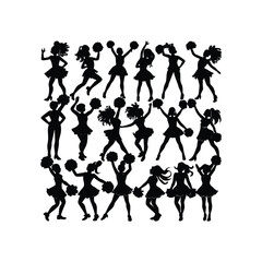 Obraz premium Cheerleader Dancer Silhouette Set Flat design Vector illustration