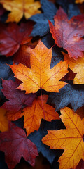 Fototapeta premium Maple leaves, phone wallpaper - Generative AI