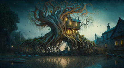 Root of all evil. surreal mystical fantasy artwork