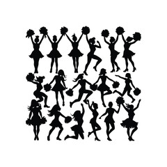 Obraz premium Cheerleader Dancer Silhouette Set Flat design Vector illustration