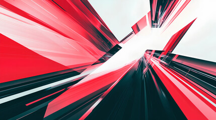 Abstract red and black shapes, white background,