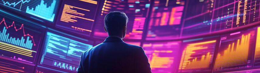 Presentation of business consulting, cost analysis and profit maximization by an analyst who evaluates diagrams, created with generative AI technology