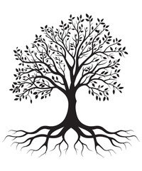 Tree silhouette on white background
