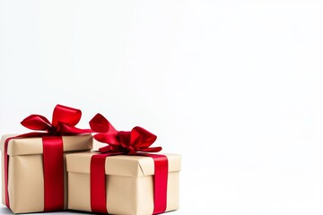 Obraz premium Elegantly Wrapped Gift with a White Ribbon on a Clean Background, Symbolizing Purity and Celebration, Perfect for Special Occasions and Festive Season.