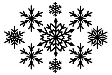 Cute snowflakes collection isolated on white background