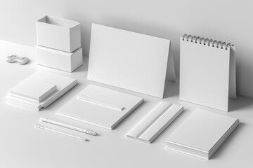 Realistic blank stationery set mockup isolated created with generative ai