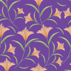 Hand drawing floral seamless pattern with cotton twigs and berries bouquets on a beige background. Winter Christmas themed background. Botanical illustration