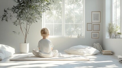 white living room, 3 year old boy playing
