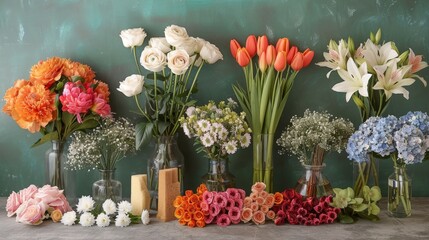 Art of Floral Arranging: A Collection of Fresh Flowers, Vases, Foam, and Tools for Creating Stunning Bouquets and Arrangements