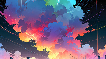 Vivid Skyline Abstract colorful anime abstract wallpaper