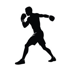a male boxing player in isolation on a white background in a vector format