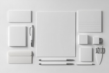 Realistic blank stationery set mockup isolated created with generative ai