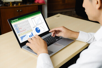 Spreadsheet document information financial startup concept. data and graphs in spreadsheet documents for online analysis project dashboard accounting digital snugly
