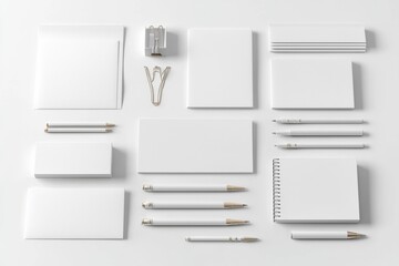 Realistic blank stationery set mockup isolated created with generative ai