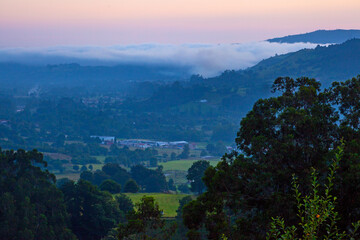 Amazing sunrise in Cantabria hills, Spain