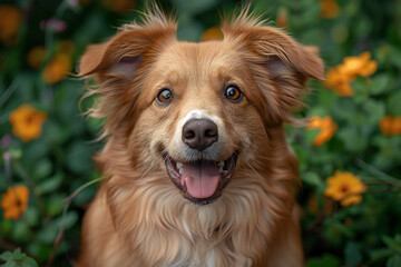 Fototapeta premium Curious Dog in Sunset Field
