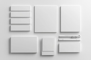 Realistic blank stationery set mockup isolated created with generative ai