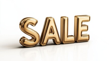 The word SALE in large gold letters on a white background. A banner for Black Friday or big discounts in the store. 3d illustration for stocks.
