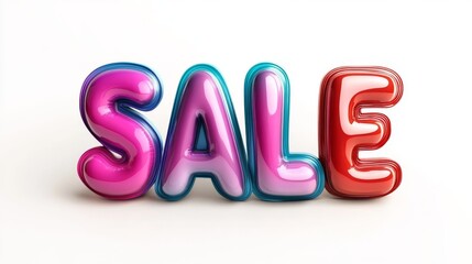 The word SALE in large multicoloured letters on a white background. A banner for Black Friday or big discounts in the store. 3d illustration for stocks.