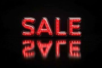 The word SALE in large red letters on a black background. A banner for Black Friday or big discounts in the store. 3d illustration for stocks.