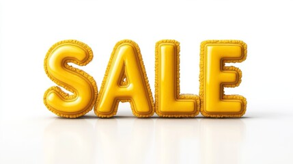 The word SALE in large yellow letters on a white background. A banner for Black Friday or big discounts in the store. 3d illustration for stocks.